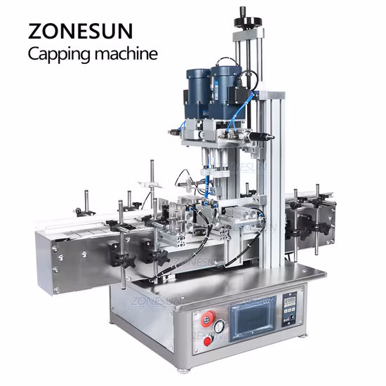 Zonesun Pneumatic Vial Desktop Screw Automatic Glass Screw Perfume Pet Plastic Round Bottle Capping Machines